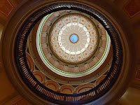 Looking up into the dome of the California State Capitol Museum