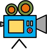 Fun and colorful icon of a video camera