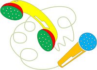 Communications cable with a phone hand set on one end and a microphone on the other end